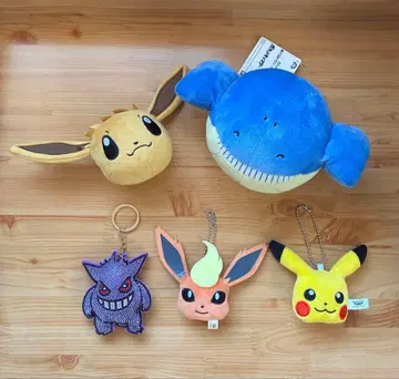 포켓몬 봉제 인형 키링 5개 세트 이브이 고래왕 겐가 외