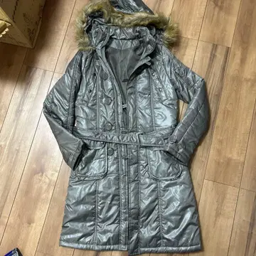 후드 부착 다운 자켓 롱