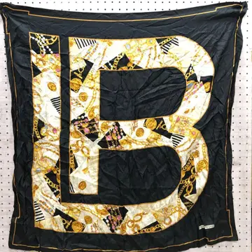 레트로 버블 빈티지 구제 의류 체인 비쥬 패턴 대형 실크 스카프