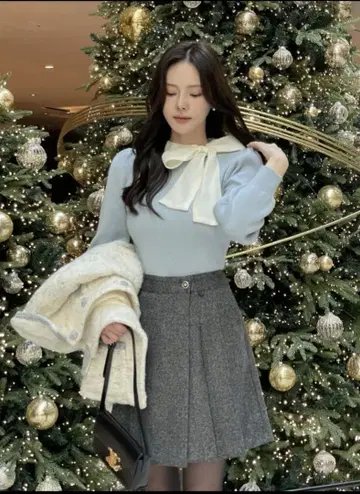 그레이 겨울 코디 팬츠 스커트