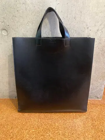 질샌더 블랙 가죽 토트백