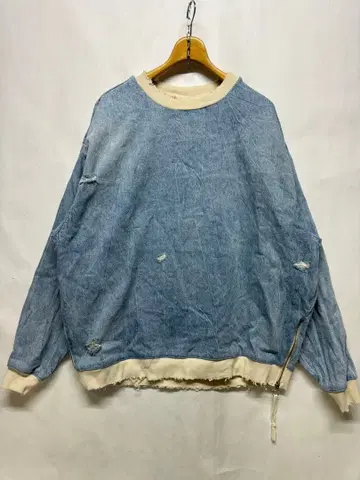 자라 ZARA 데님 데미지 가공 L 오버 사이즈 풀오버 지퍼