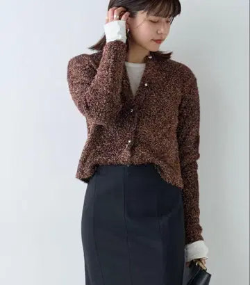 GALLARDAGALANTE 페더 라메 가디건 라메 니트 가디건