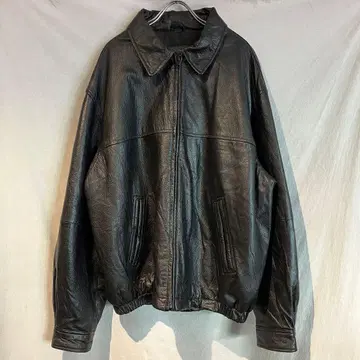 80s 90s usa 구제 의류 블랙 가죽 자켓 충전솜 포함 xl