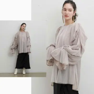 라벨에튀드 볼륨 개더 슬리브 블라우스 블라우스 블랙 블랙