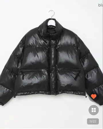 nugu 하이넥 글로시 크롭 자켓