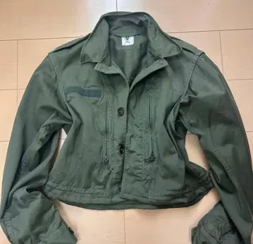군용 카키 올리브 숏 자켓 y2k 빈티지