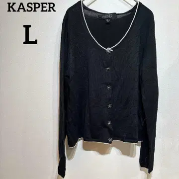 KASPER [ L ] 블랙 가디건 디자인 버튼 겉옷