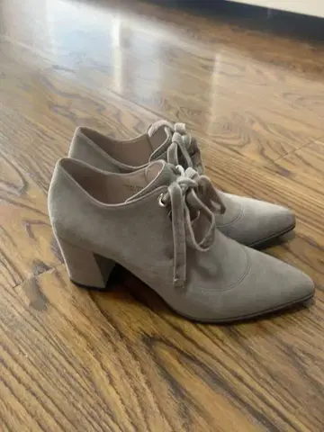 그레이 스웨이드 레이스업 하이힐