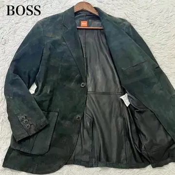 레어 휴고보스 테일러드 자켓 스웨이드 가죽 그린 50