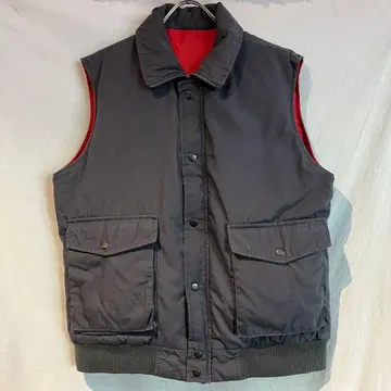 80s 90s usa 구제 의류 다운 베스트 리버서블 그레이 레드 L