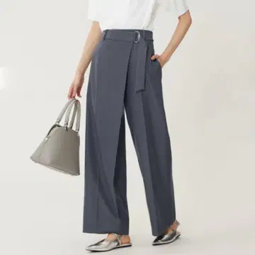 PLST 샴브레이 랩 팬츠 그레이