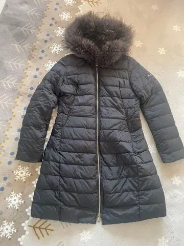 퍼 달린 후드 롱 다운 자켓