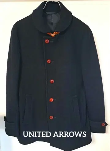 UNITED ARROWS 네이비 울 코트 싸개 버튼
