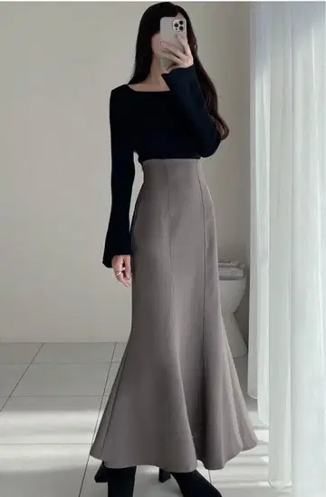 백 슬릿 머메이드 스커트[dk988] grl 머메이드 스커트