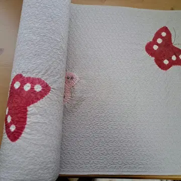 순수 실크 크레이프 원단 겉옷 옷감 나비 패턴 미사용품