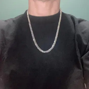 실버 925 각인 있음 쿠바 목걸이 길이 60cm 두께 7mm