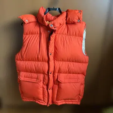 CAMP7 오렌지 후드 부착 다운 베스트 XL