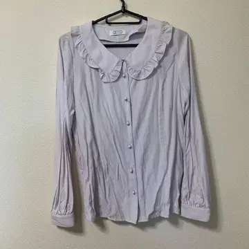 E WORLD GALLERY 연보라 프릴 옷깃 긴팔 셔츠