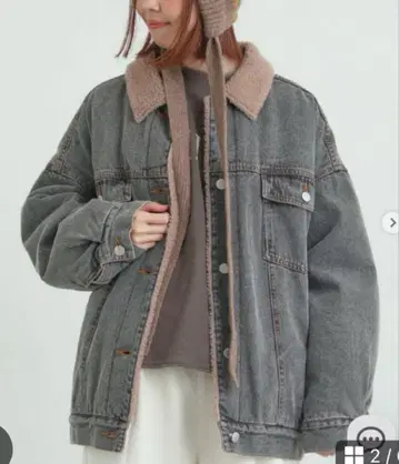 사만사 모스모스 데님 보아 자켓 블랙