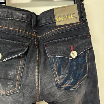 VINTAGE 데미지 가공 데님 팬츠