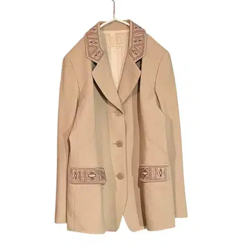 테일러드 자켓 자수 베이지 L L 옷깃 디자인