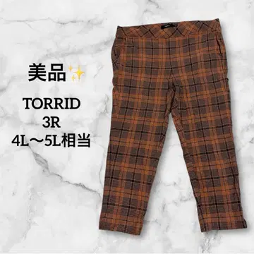 [ 새상품급 ] TORRID 오렌지 계열 체크 캐주얼 팬츠 3R 허리밴딩
