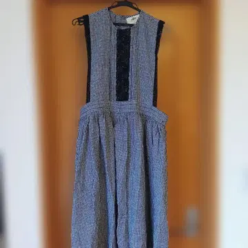 사만사 모스모스 Alice 깅엄 체크 에이프런 원피스