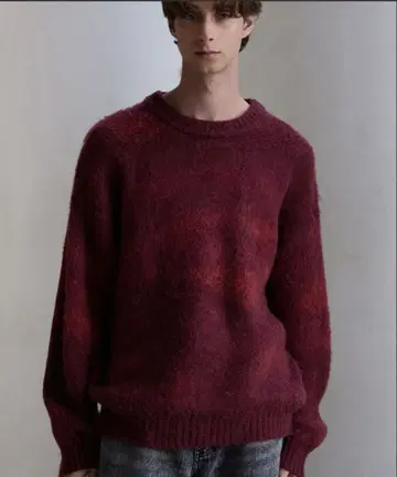 [ CLEL ] 알파카 블렌드 샤기 니트 레드 계열