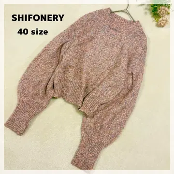 [ 시포네리 ] 멜란지 니트 풀오버 40 핑크 볼륨 소매 울 혼방