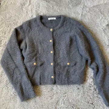 내추럴 뷰티 베이직 샤기 가디건 차콜 그레이