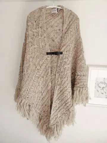 새상품 ISLAND TIDES 베이지 니트 스톨 브리티시 울