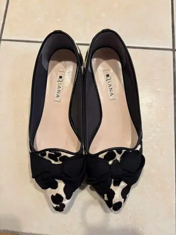 Diana 레오파드 무늬 플랫슈즈 리본 블랙 24