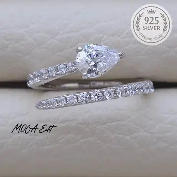 큐빅 지르코니아 티어드롭 반지 S925 플라티나 마감