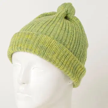 45R 리브 니트 폼폼 포함 니트 모자 밝은 그린 45rpm