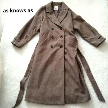 아즈노우아즈 롱 코트 브라운 더블 브레스트 M
