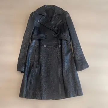 블랙 가죽 트렌치코트 띠어리