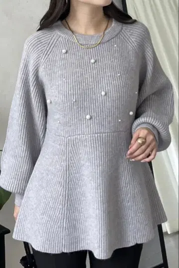 prose verse 그레이 펄 장식 니트