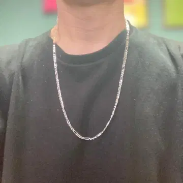 실버 925 각인 있음 피가로 체인 목걸이 길이 70cm 두께 3mm