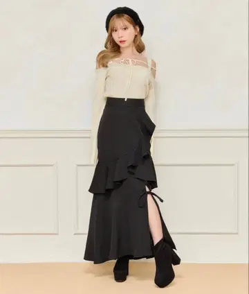 레이스업 리본 스커트 apres jour XL