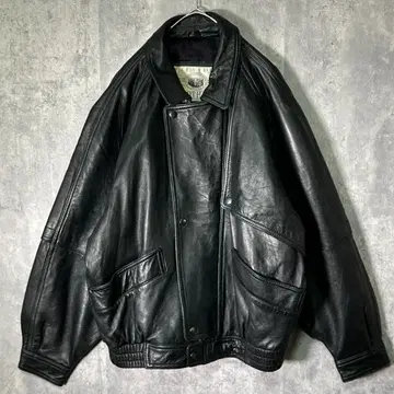 최고급 램 가죽 자켓 블루종 블랙 어깨 패드 없음 빈티지