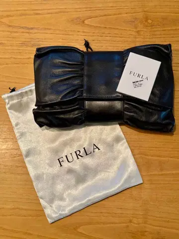 FURLA 블랙 가죽 파우치 수납 가방 포함
