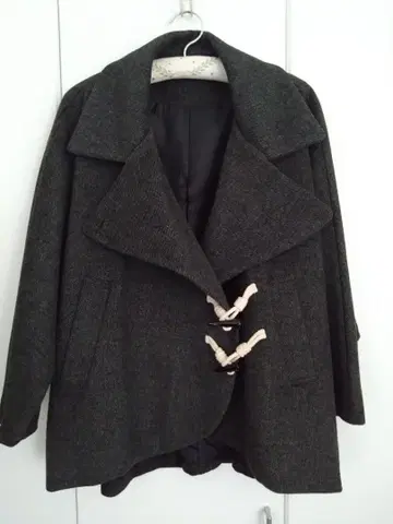 새상품급 테일러드 숏 울 코트 다크 그레이
