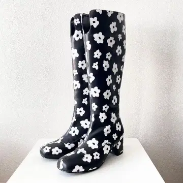 [ 미사용 새상품 ] merry jenny 롱 부츠 꽃무늬 블랙