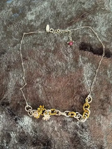 실버 골드 꽃 모티브 목걸이 40cm