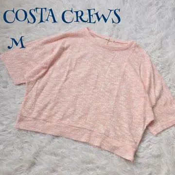 빈티지 ] 멜란지 5부 소매 시스루 니트 M 깔끔한 레이어드