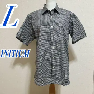 INITIUM 이니시움 반팔 셔츠 L 블랙 화이트 체크