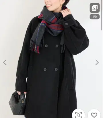 B.C STOCK 소프트 비버 W 버튼 박스 미들 코트 블랙