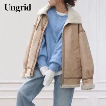 Ungrid 빅 실루엣 페이크 무스탕 보아 자켓 블루종 M