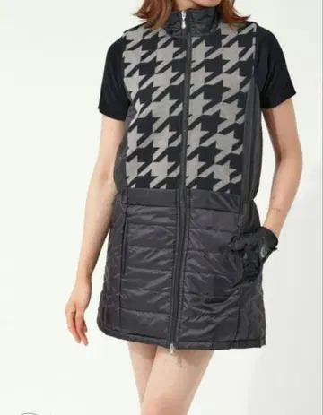 marie claire [빅 사이즈] 하운드 투스 패턴 골프 원피스 6L